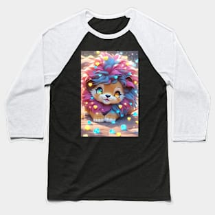 Cute Kawaii lion with gems and heart Baseball T-Shirt